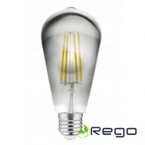 Hogert LD-ST64FP4-18LED spuldze E27, 6 W, 300 lm, 1800K, AC220-240V, 360°, FILAMENT pelēks