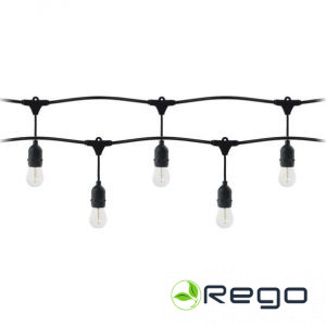 Gaismas virtene 10m, IP44, melna, 10 LED spuldzes 1W, E27,3000K (LG-3/10ME27/3)