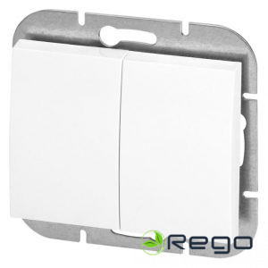 Orno iebūvējams divu pogu slēdzis Onyx, 10A, 250V, WP-2O, balts OR-OE-7501/W