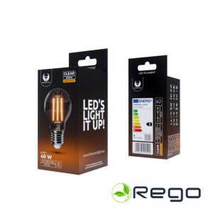 E27 4W(470Lm) LED Filament spuldze, A60, COG clear, silti balta gaisma 2700K