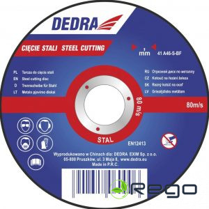 Dedra F13308 Nerūsējošā tērauda griešanas disks leņķa slīpmašīnai DED7339, izmēri 76x1,0x10 mm