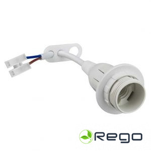 Patrona spuldzēm ar vadu E14, DPM, 4A, 2x0.75, 15 cm, plastmasa, balta