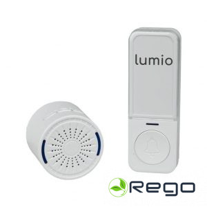 Bezvadu durvju zvans LUMIO, 64, IP20 / IP44, kinētisks, 120 m, balta, 25100 dB