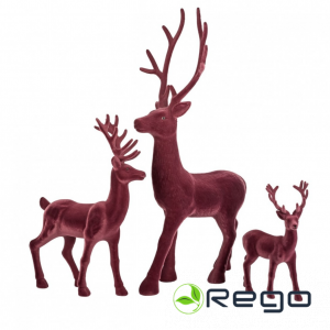 Velveta dekorācija Briedis 30cm bordo 1GAB