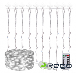 Springos Ziemassvētku lampiņas ar USB CL4023 300LED auksti baltas, 3x3m