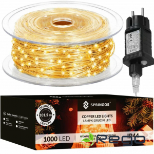 Springos Ziemassvētku lampiņas CL4043, 1000mikro LED, 100m, silti baltas
