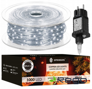 Springos Ziemassvētku lampiņas CL4044, 1000mikro LED, 100m, auksti baltas
