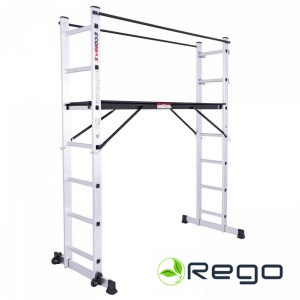 ECOMAX Trepes/darba platforma, 2 in 1 (ar riteņiem), 2x7, 2 drošības margas EML0301