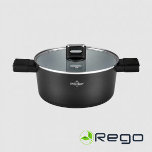 Swiss Hause Katls ar stikla vāku, 2.6L, 20cm, keramiskais pārklājums, melns SH-SCC20B
